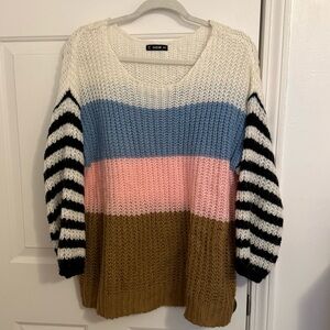 Color block oversized loose knit sweater, size M
